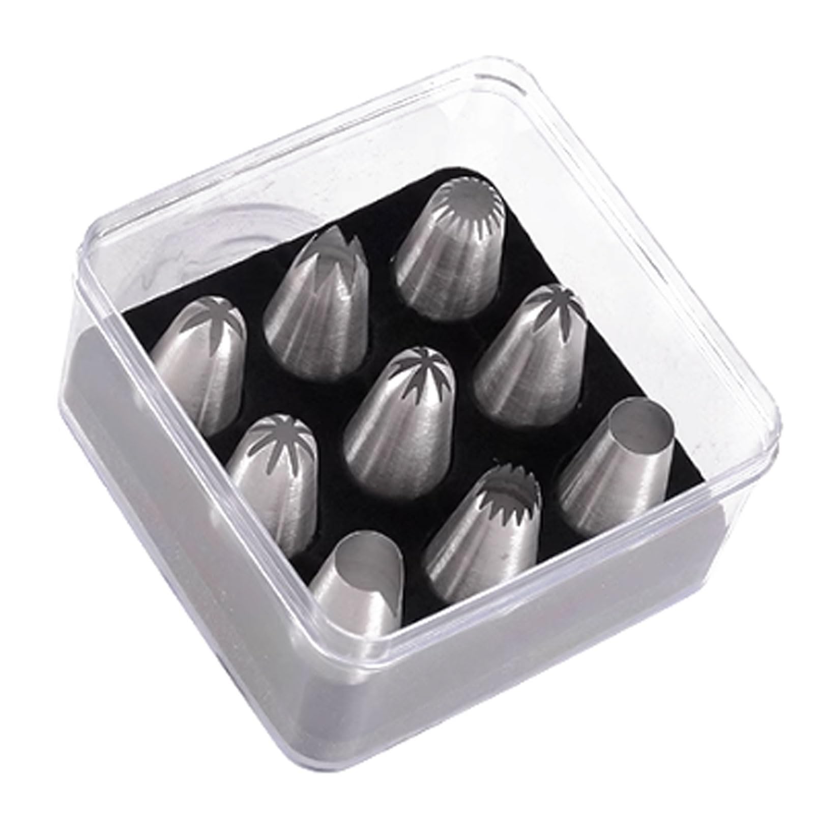 Juego de boquillas for tuberías Acero Inoxidable 304 9 Piezas, colección Puntas glaseado sin Costuras con Estuche Almacenamiento, Herramientas decoración Pasteles, pastelería
