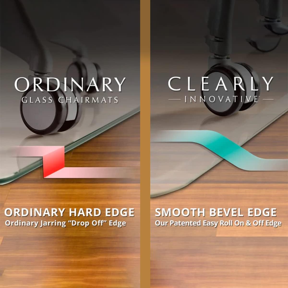 Exclusive Beveled Edge Glass Chair Mat for a Smooth Glide and Easy Roll On Off by Clearly Innovative — view 2