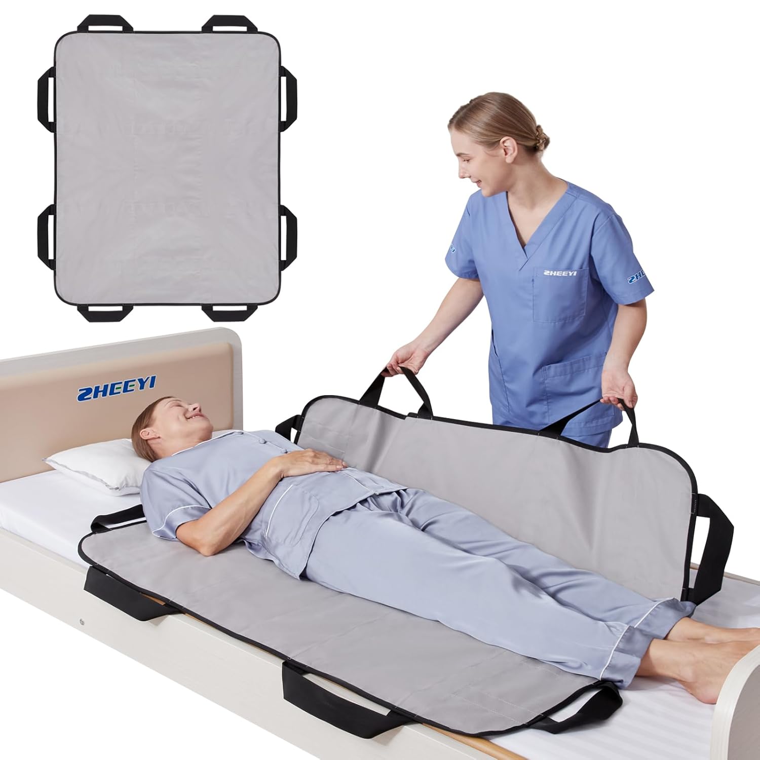 ZHEEYI Comfort Positioning Bed Pad with Handles and Pocket 43" x 36" Multipurpose