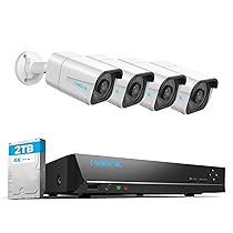 Reolink 4K PoE Kit Videosorveglianza Esterno, Rilevamento Uomo, Veicolo, NVR 8CH 2TB + 4x Telecamere da Esterno, Visione Notturna Infrarossa, Espandibile a 16TB, Impermeabile IP67, RLK8-800B4 (Bianco)