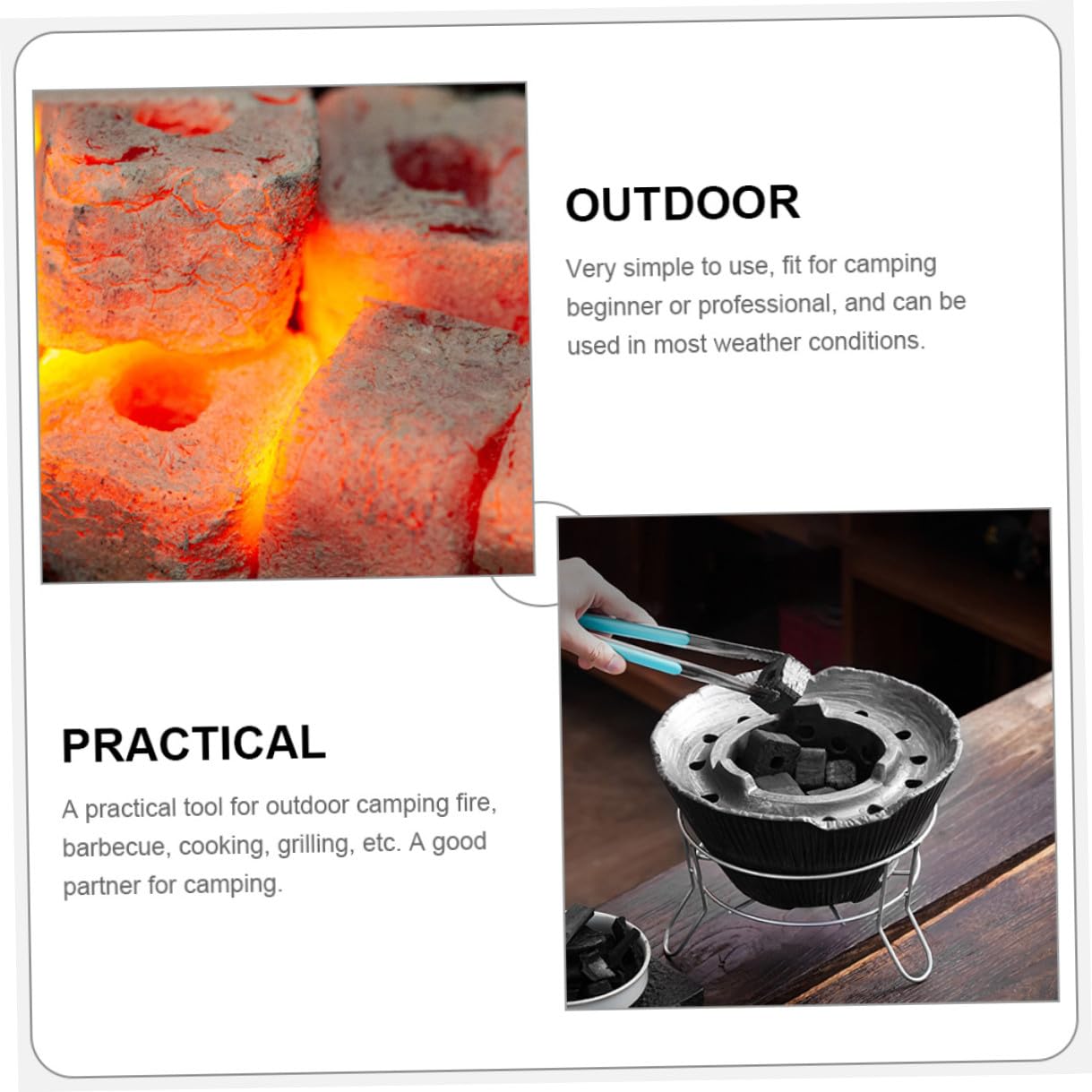 Carbón de Bambú para Barbacoa al Aire Libre, Ecológico Humo, Uso Prolongado y Resistente a Diferentes Condiciones Climáticas, Bolsa de 500g Adecuado para Camping y Parrillas