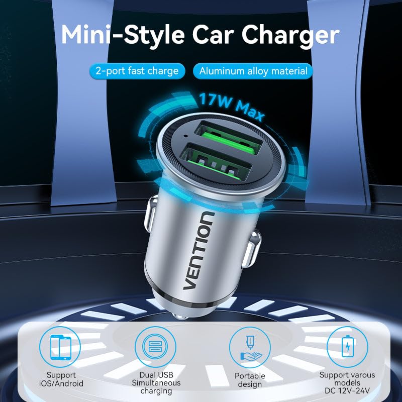 Cargador de coche vention ffah0/2xusb/30w