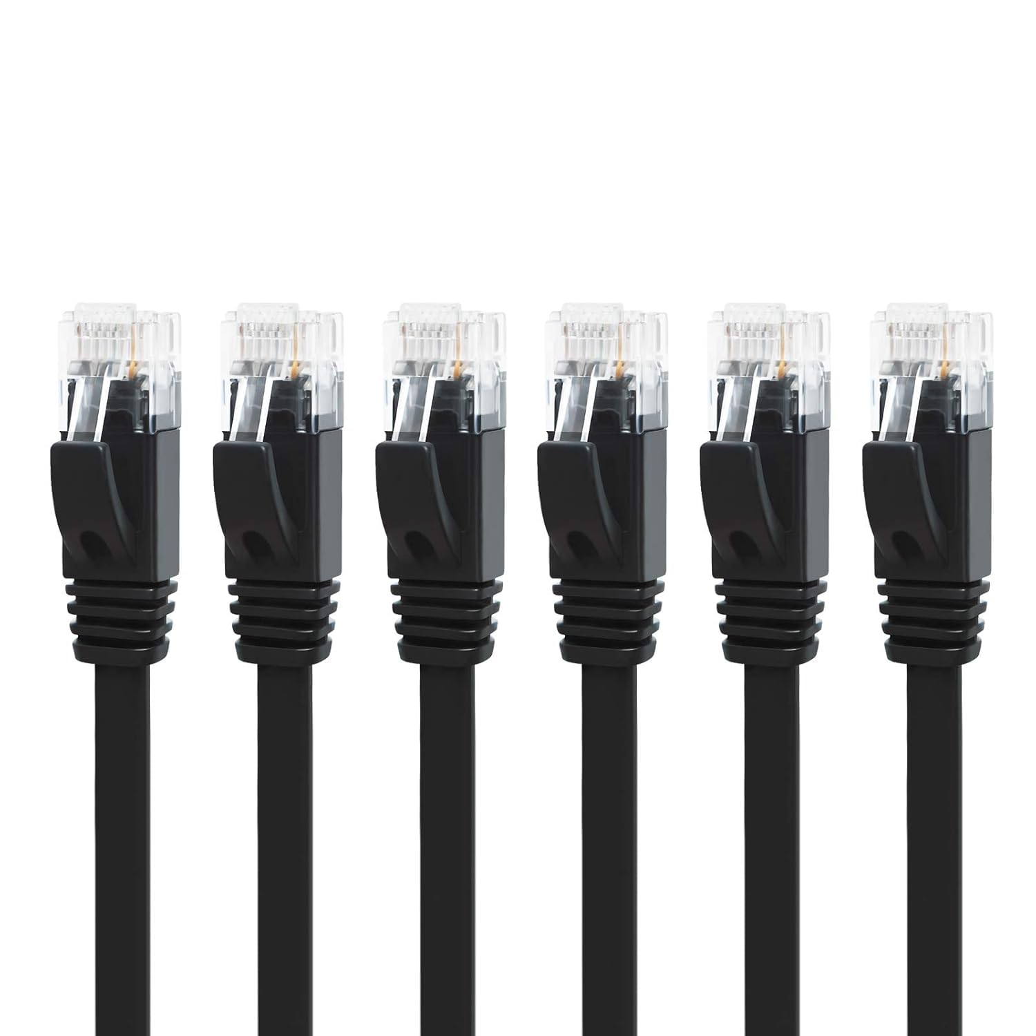 Yauhody Cat 6 0,5m-6Stück 1m 1,5m 2m 2,5m 3m 4,5m 5m Cat 6 Lan Kabel, Flache Netzwerkkabel 1000Mbit/s Patchkabel High Speed Ethernet Kabel RJ45 für Gigabit Internet,Modem,Router,PC,TV(Schwarz 6Stück)