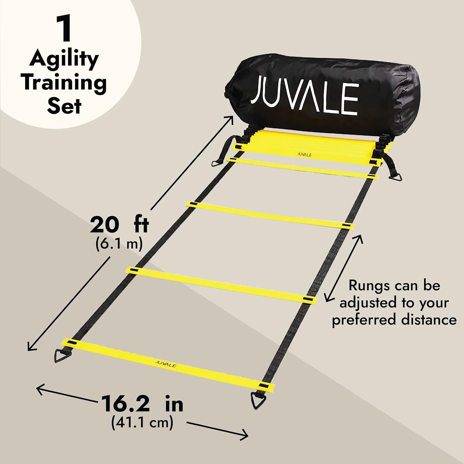 Agility Ladder Training Equipment, Adjustable 12 Rung Ladder with 6 Disc Cones, Resistance Parachute, and Storage Bag for Versatile Speed Fitness Training, Football, Workout, Soccer Footwork (20 Ft)