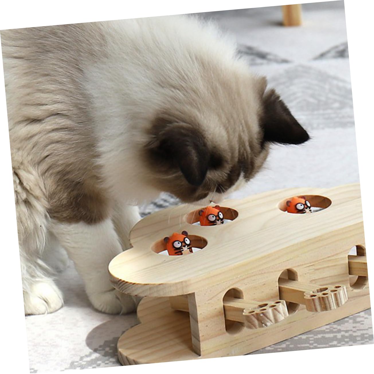 Juguetes Whack-Mole para Gatos Juguete De Madera Interactivo y Divertido Patrón Cloud Beat para Jugar Interiores