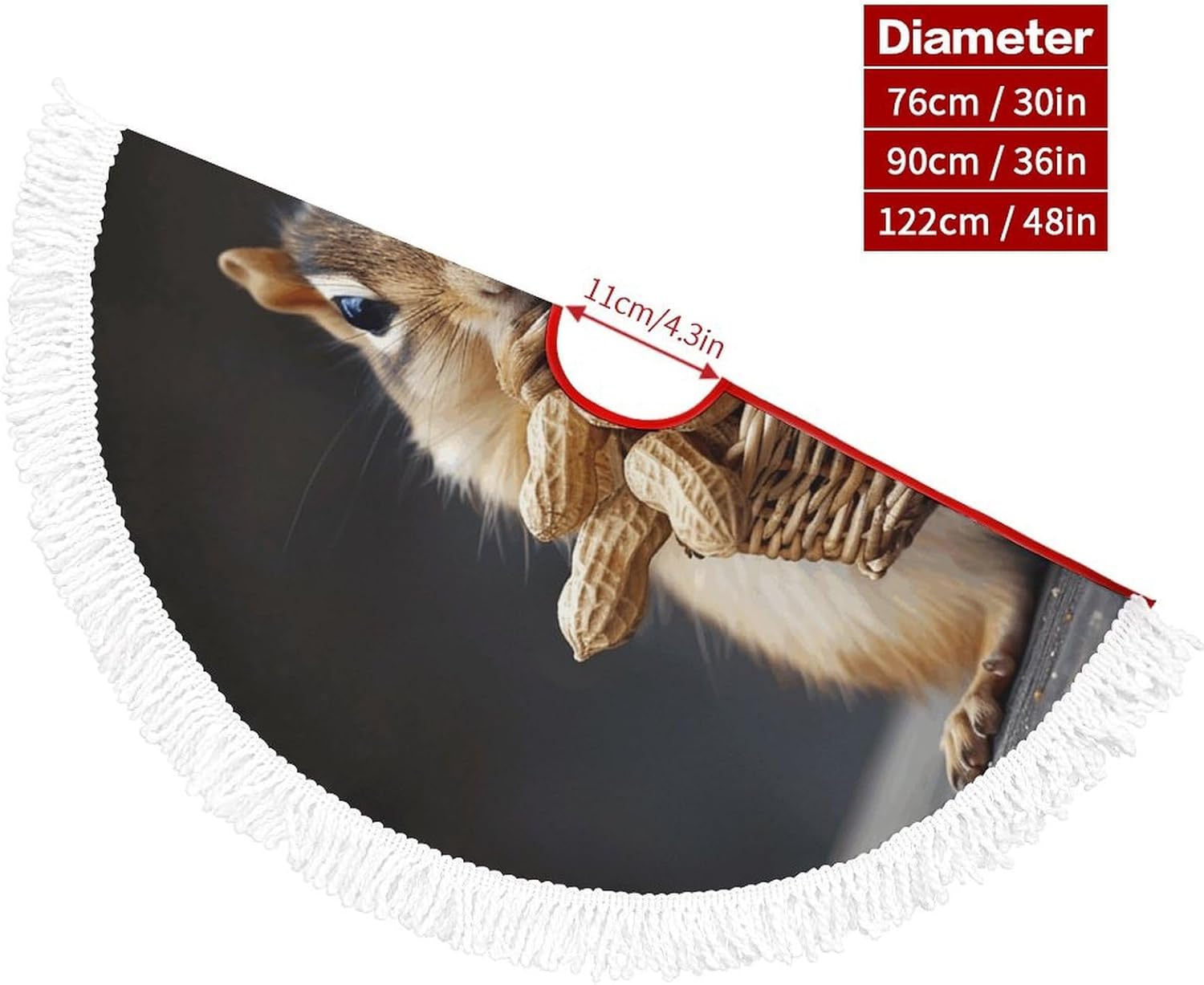 Squirrel Printed Christmas Tree Skirt 48 Inch Tree Skirt Christmas Tree Collar Christmas Tree Decorations Winter Xmas Tree Mat