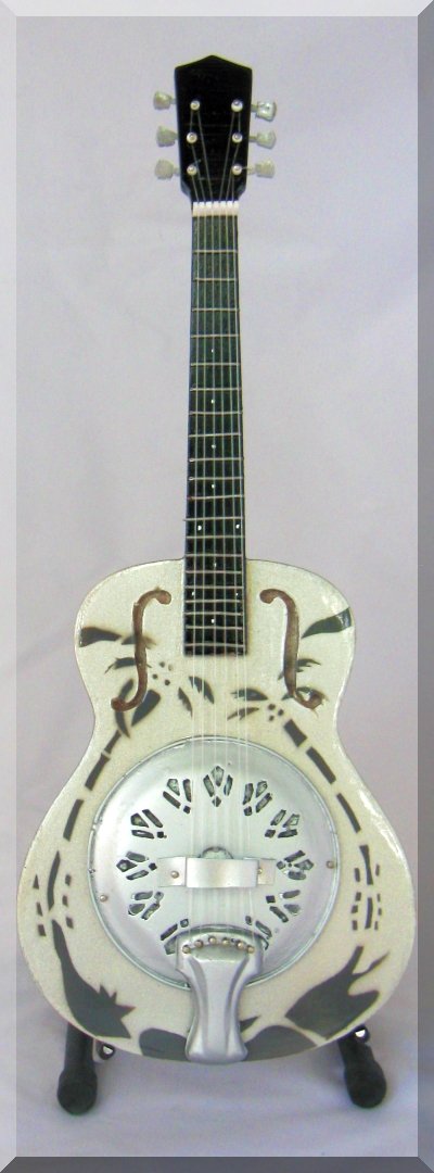 ARTSTUDIO35 Guitare Miniature Résonateur Dobro Mark Knopfler Silver 6 Cordes