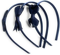 Caprilite 3 x School Hair Bows on Headbands Alice Bands Uniform Colours Bow Headband Set