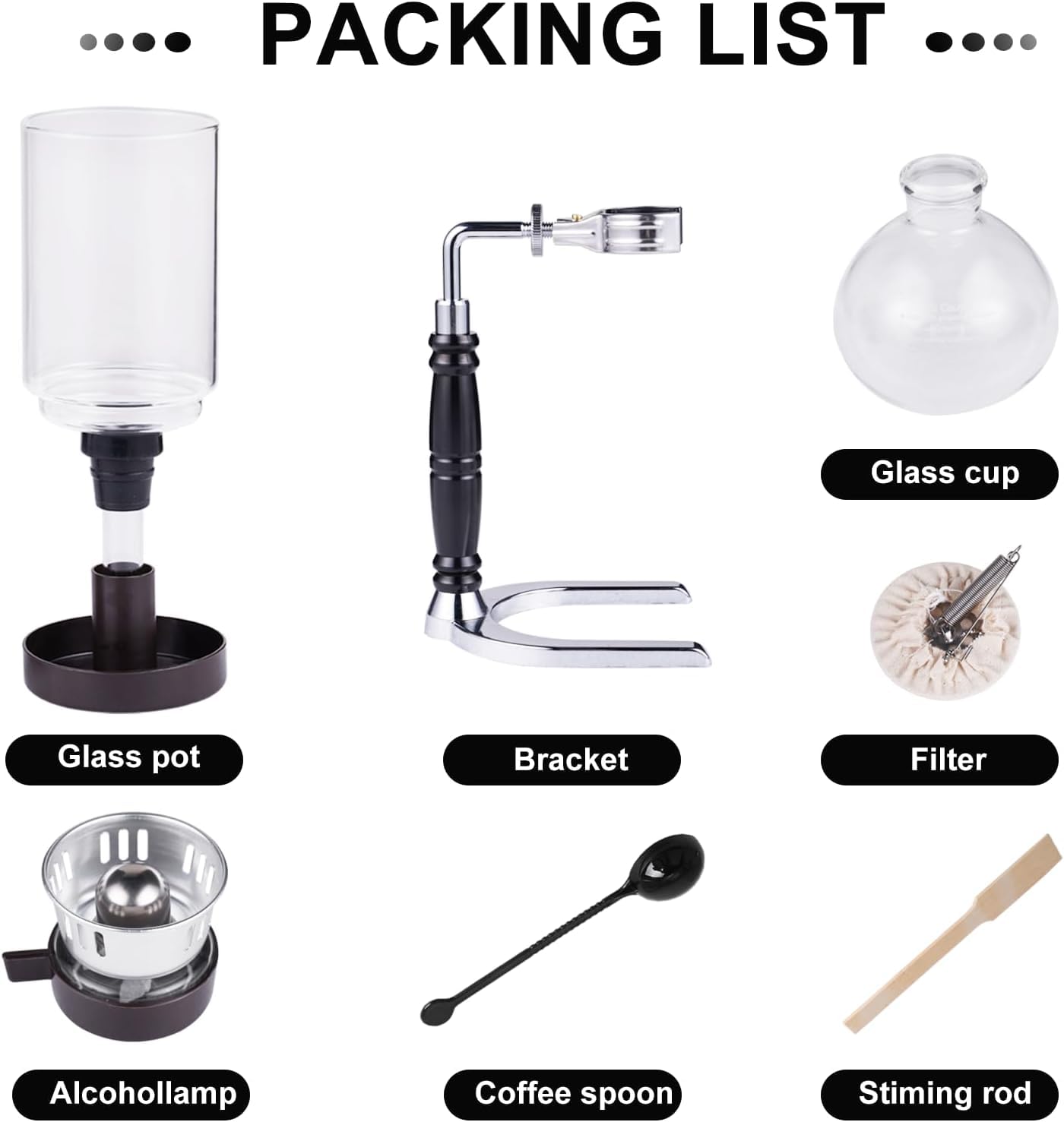 YUCHENGTECH Syphon Kaffeemaschine Kaffee Siphon, Glas, 5 Tassen, 600ml