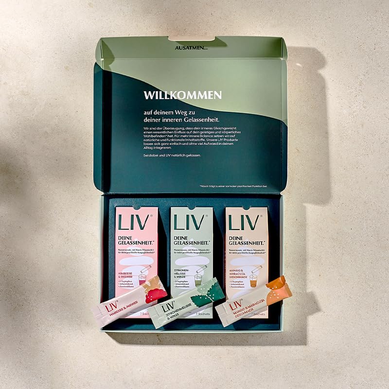 LIV Nahrungsergänzungsmittel gegen innere Unruhe | Pflanzenstoffe, L-Tryptophan & Vitamine für Innere Ruhe | 100% Vegan, hohe Bioverfügbarkeit | Starterpack, 21 Stück