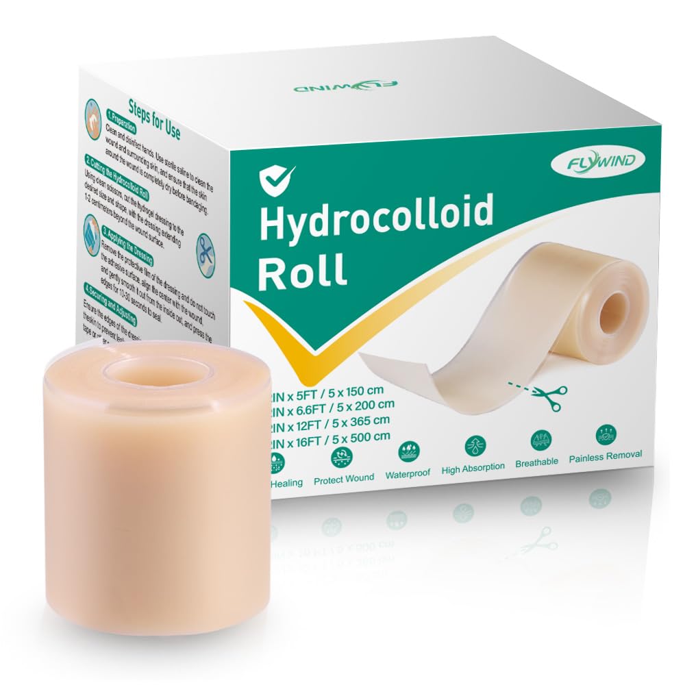 Hydrokolloid Pflaster Rolle, 5cmx365cm Hydrokolloid Roll Selbstklebender Wasserfestes Hydrocolloid Roll Bandagen Rolle Atmungsaktive Hautfreundlich