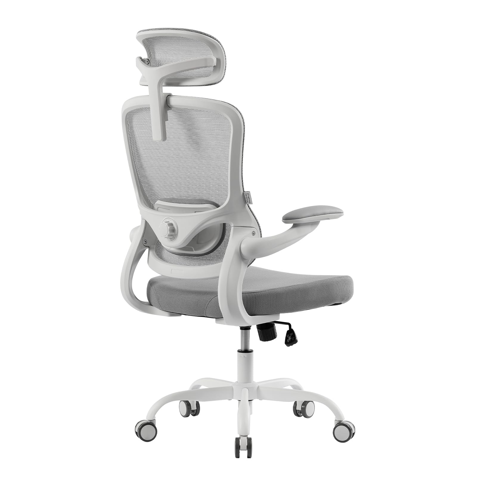 Ximstar Silla de oficina ergonómica, silla de escritorio con soporte lumbar, reposabrazos 3D abatible con reposacabezas, altura ajustable y rotación de 360° (blanco)