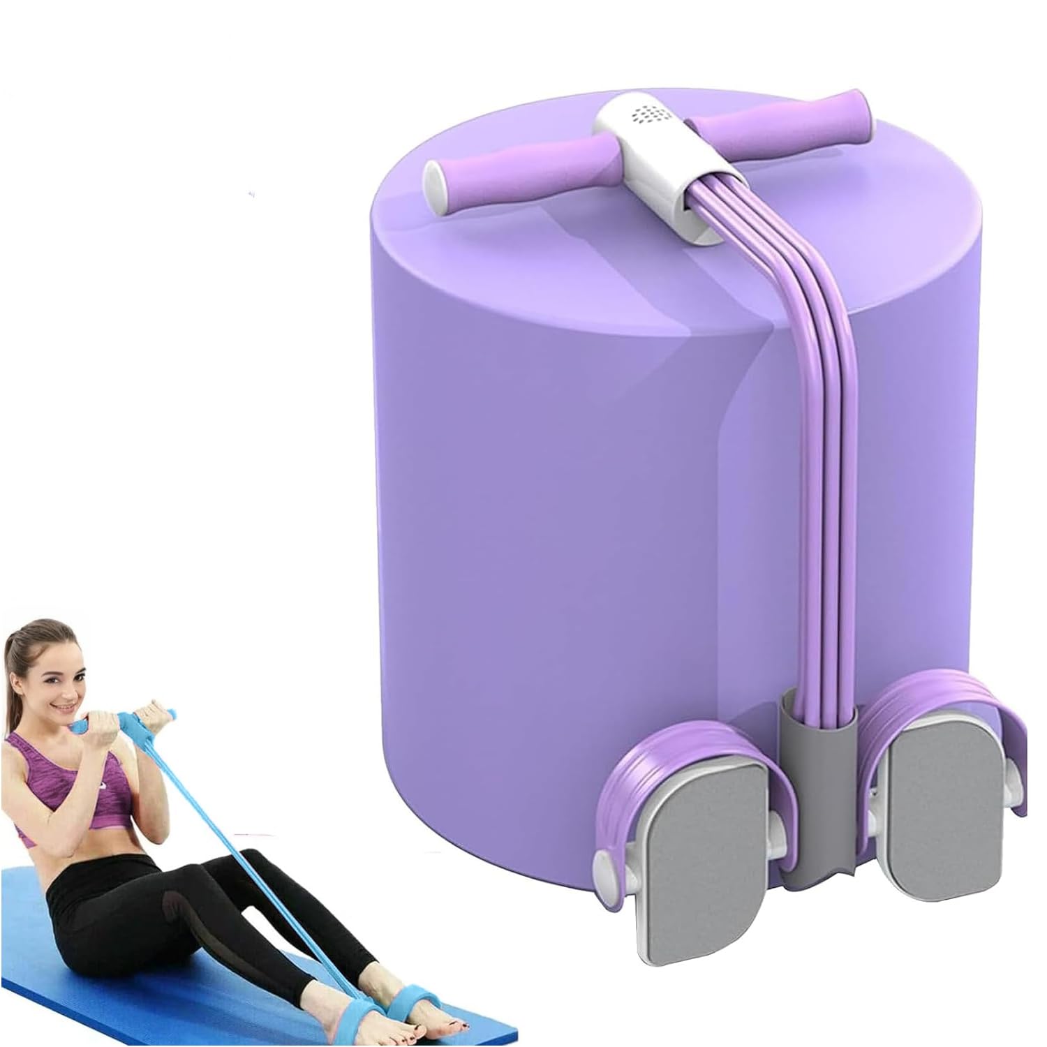 Pedal Puller Resistance Band, Multifunctional Sit-up Pull Rope Fitness Pedal Exerciser Tension Rope, 6 Tube Elastic Yoga Pedal Puller Resistance Rope for Legs Fitness Arm Slimming Training (Purple)