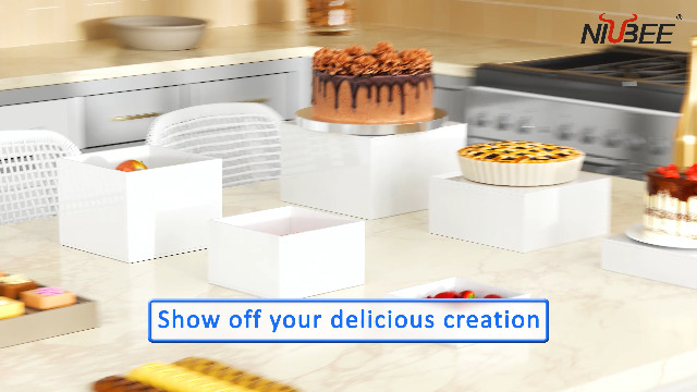 Accessoire Décoration Fête Empilable Rehausseurs De Buffet Acrylique - Lot De 3 Tailles - Blanc - Pour Cupcakes, Desserts, Décoration Alzatina Plexiglass Trasparente