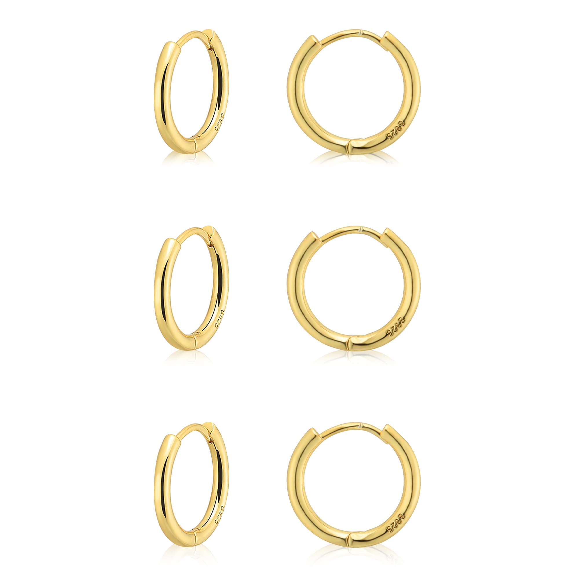 GokeeySmall Gold Huggie Hoop Earrings Set for Women 14K Real Gold Plated Hypoallergenic Lightweight Earrings for Sensitive Ears Everyday Earrings Sets for Multiple Piercing Cartilage Hoop Earrings Stack Jewelry