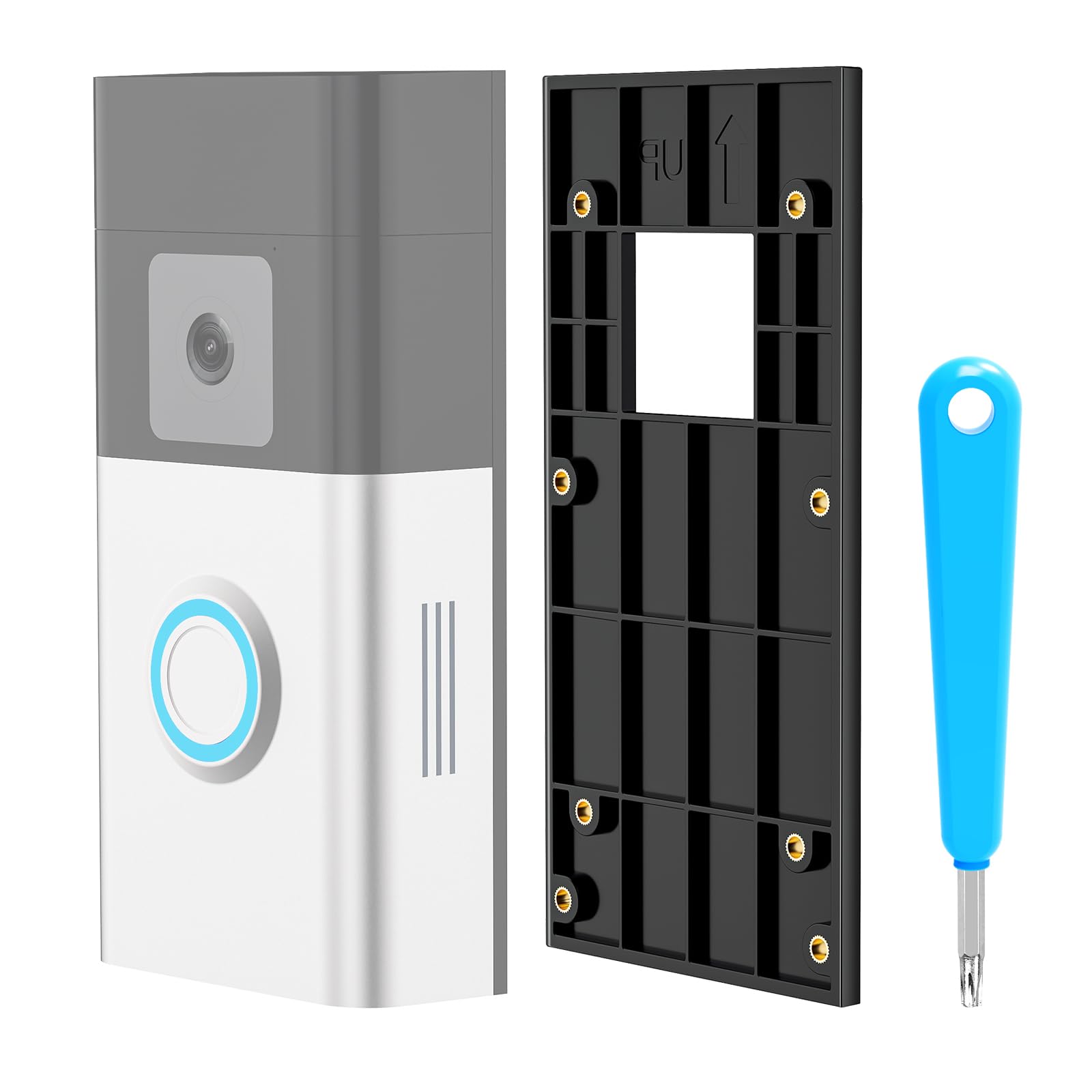 No-Drill Doorbell Mount Compatible w/Video Doorbell 1/2/(2020 Release)/3/3 Plus/4 & Battery Doorbell Plus/Pro, Strong Adhesive Doorbell Holder Mounting Bracket Accessories for Apartment, Home, Office