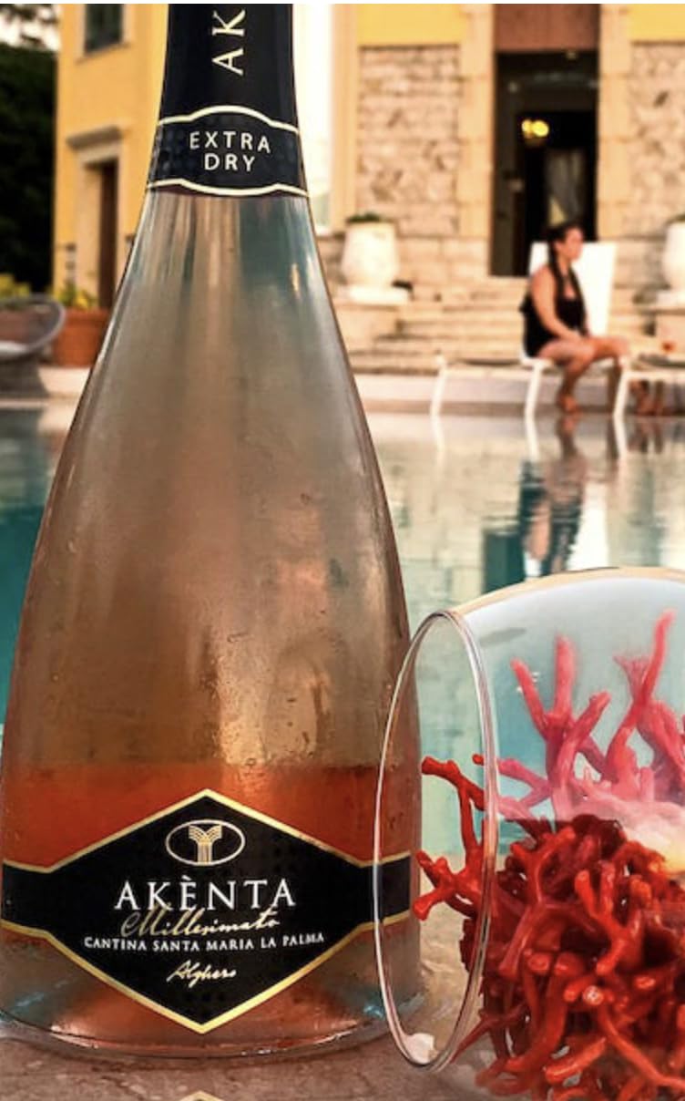 Slow Sardinia - Akènta Rosè Cagnulari I.G.T., 2 bottiglie da 75cl, Perlage fine e persistente, Spumante da vitigno Cagnulari, Ottimo aperitivo, Cantina Santa Maria la Palma Alghero