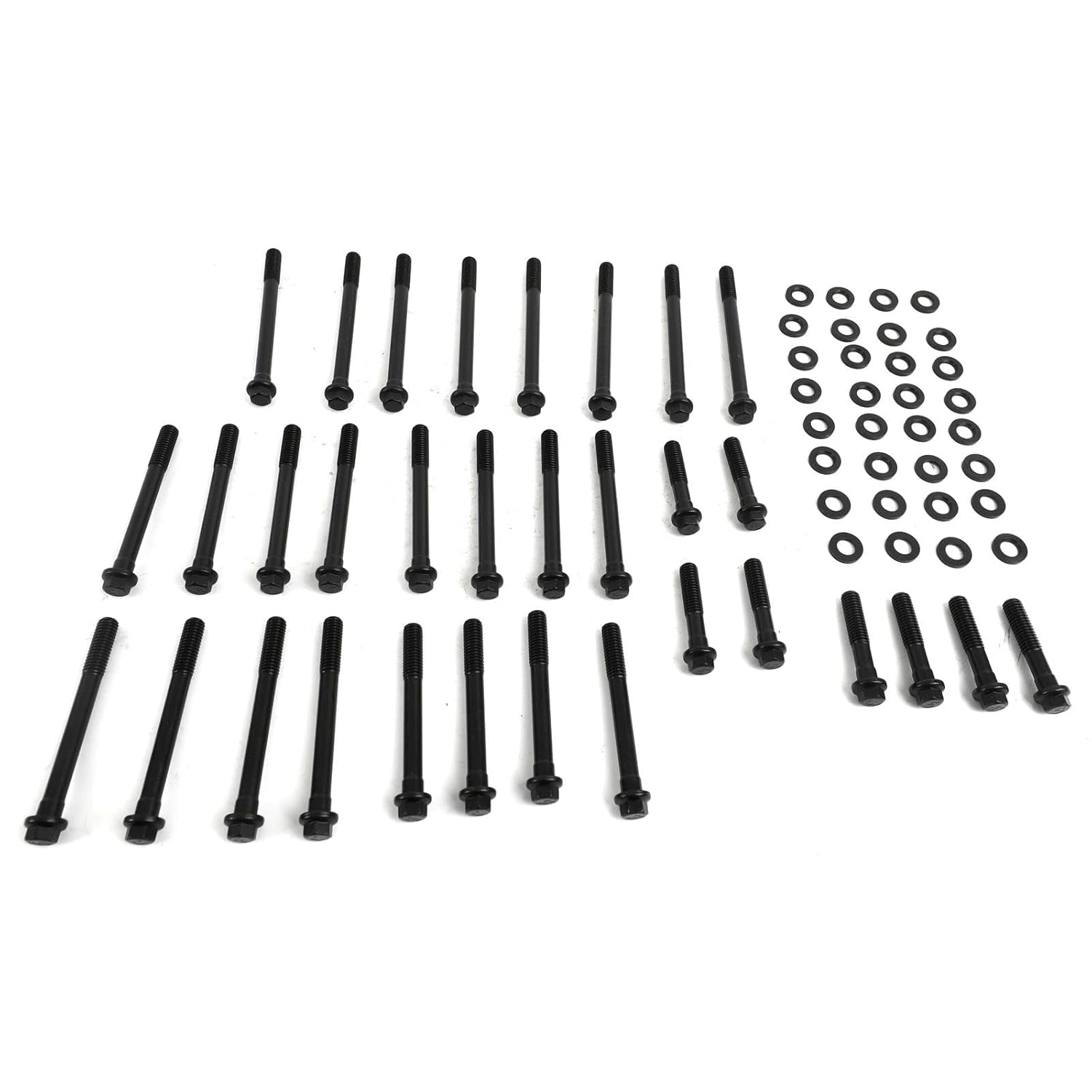 Edelbrock 85512 Cylinder Head Bolt Kit, E-Series, Hex Head, Chromoly, Black Oxide, Compatible with Big Block Chevy, Kit
