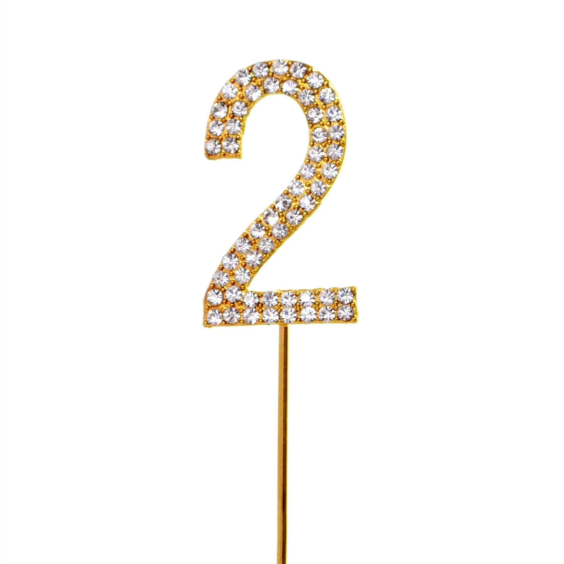 Shatchi Gold 2 Sparkley Diamond Cake Topper Number 2 For Birthday Anniversary from B&Q