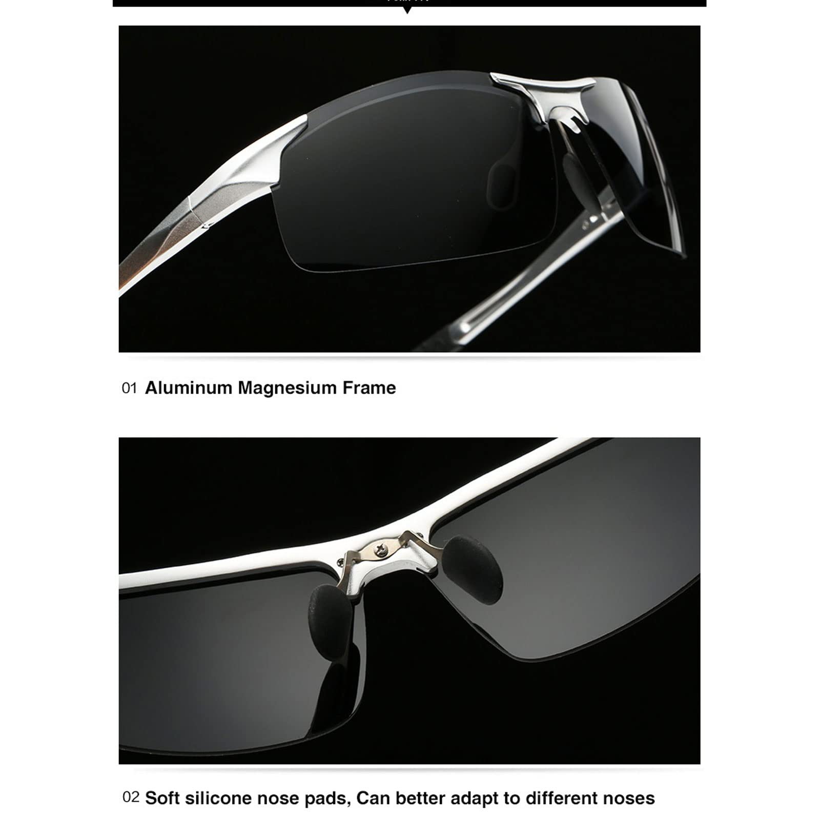 DieffematicMJ Okulary przeciwsłoneczne Driving Spolaryzowane Okulary Mężczyźni Aluminium Magnez Rama Sport Okulary Słońce Kierowca Retro Gogle Sunglass Anti-Glare (Color : 3)