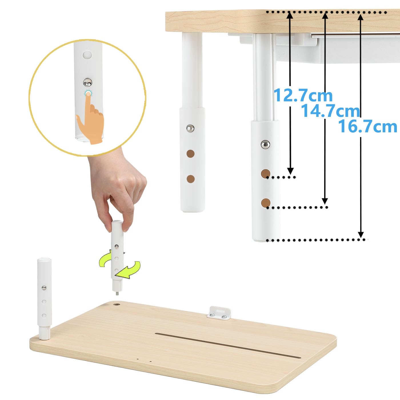 ETHU Supporto per Doppio Monitor Stand Riser e Smartphone, Lunghezza Regolabile e Angolo di Rotazione in Legno, Organizer da Tavolo, accessori da ufficio, regolabile in altezza