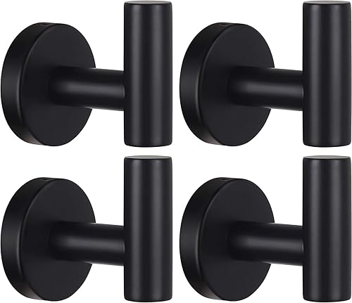 Miniatura 40 de Kruodop Ganchos de toalla para baño, 2 paquetes de soporte para toallas de pared, gancho de pared mate, gancho de acero inoxidable resistente