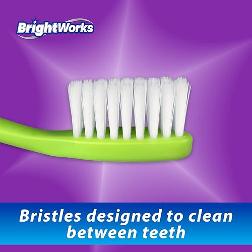 Miniatura 4 de BrightWorks Cepillo de dientes manual Dazzling Clean (paquete de 10), cerdas suaves, diseñadas para limpiar entre dientes. Ideal para dientes