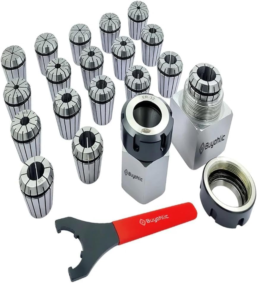 Buyohlic ER32 Collet Chuck Block Adapter With Collets 18 pcs (Range 3/32