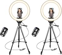 Vista 7 de SENSYNE - Luz en forma de anillo RGB de 10" con soporte de trípode extensible de 50" y soporte para teléfono para transmisión