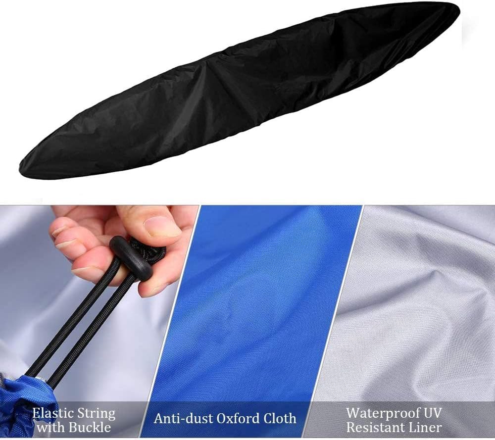 Telo Copri Barca, Tenda da Esterno, Copertura per Kayak e Canoa, Anti-Sole, Professionale, per Barca da Pesca, Kayak e Canoa da 8 posti (Nero 13,4 to 1