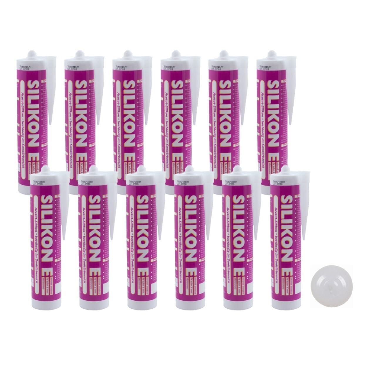 ARLI SET: 12x Silikon Fugendicht 310ml transparent – Schimmelhemmend UV Beständig Witterungsfeste Dichtmasse auf Acetat Basis für Badezimmer Küche Fenster Innenbereiche Außenbereiche - 12 Kartuschen
