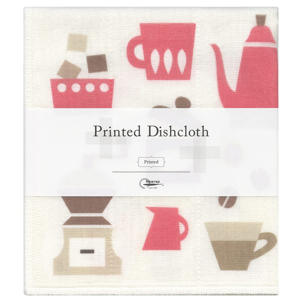 Nawrap Bedrucktes Geschirrtuch Aus Japan – 34,3 X 40,6 Cm, 6-lagig, Kaffee-Design
