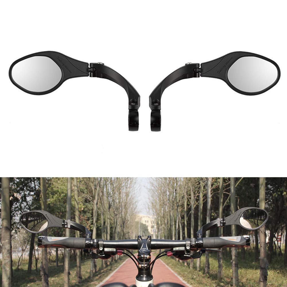 Lusterko rowerowe, obracane o 360° szerokokątne lusterko wsteczne, bezpieczne lusterko wsteczne ze stali nierdzewnej, z tylną odblaskową listwą do 22,2 mm średnicy płaskiej kierownicy, D