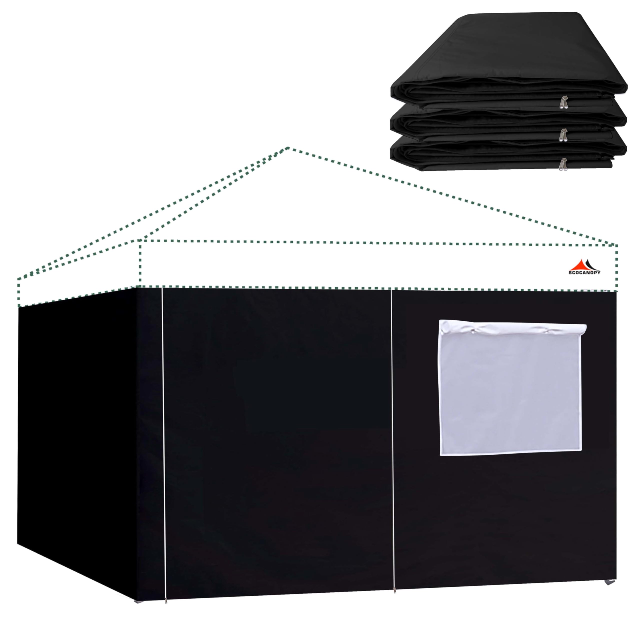 Parois de tonnelle 3x3m SCOCANOPY lot de 4 rideaux noirs fermés