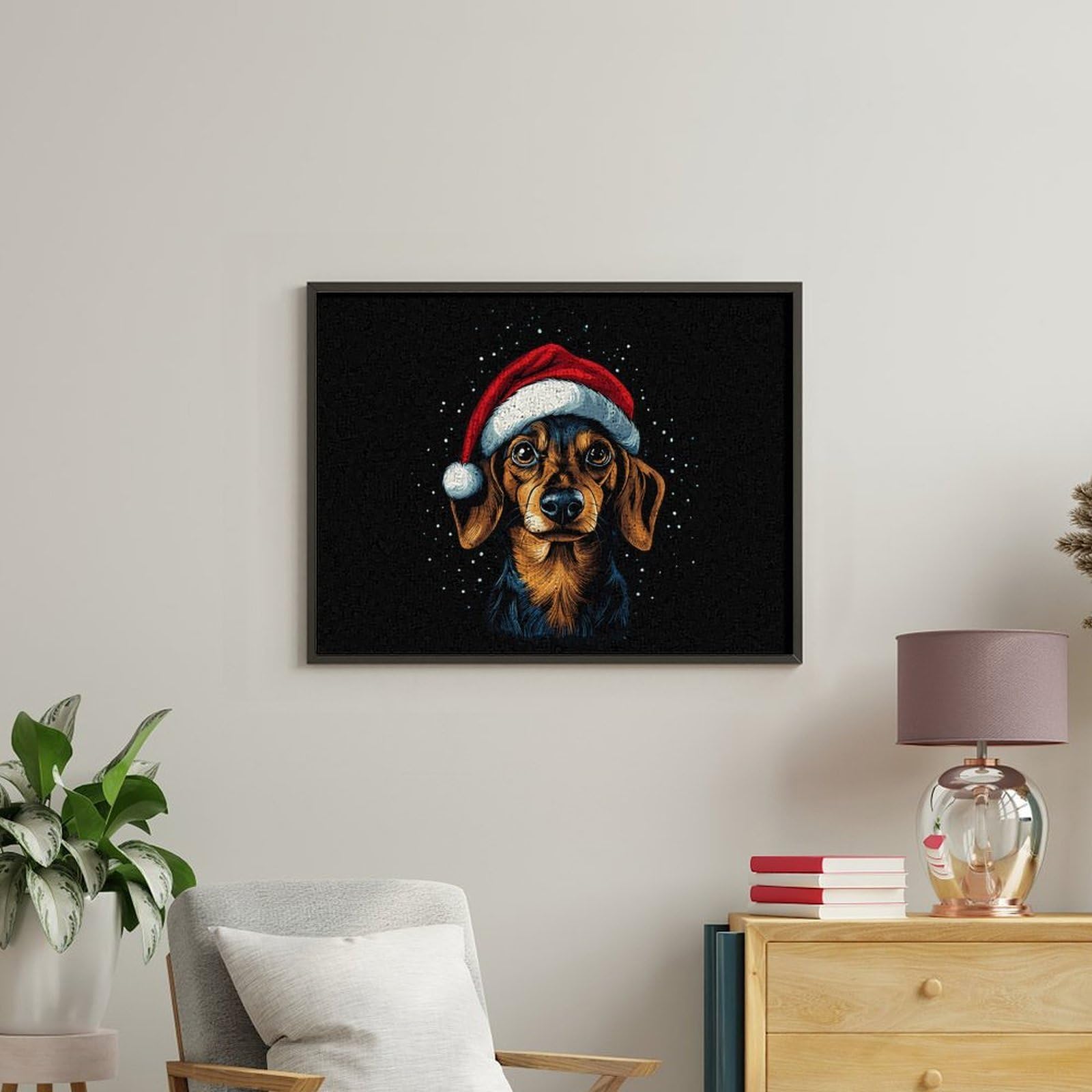 Malen nach Zahlen, Motiv: Hund in Weihnachten, für Erwachsene, Anfänger, bunt, DIY, einfaches Malen für Zuhause, Wanddekoration