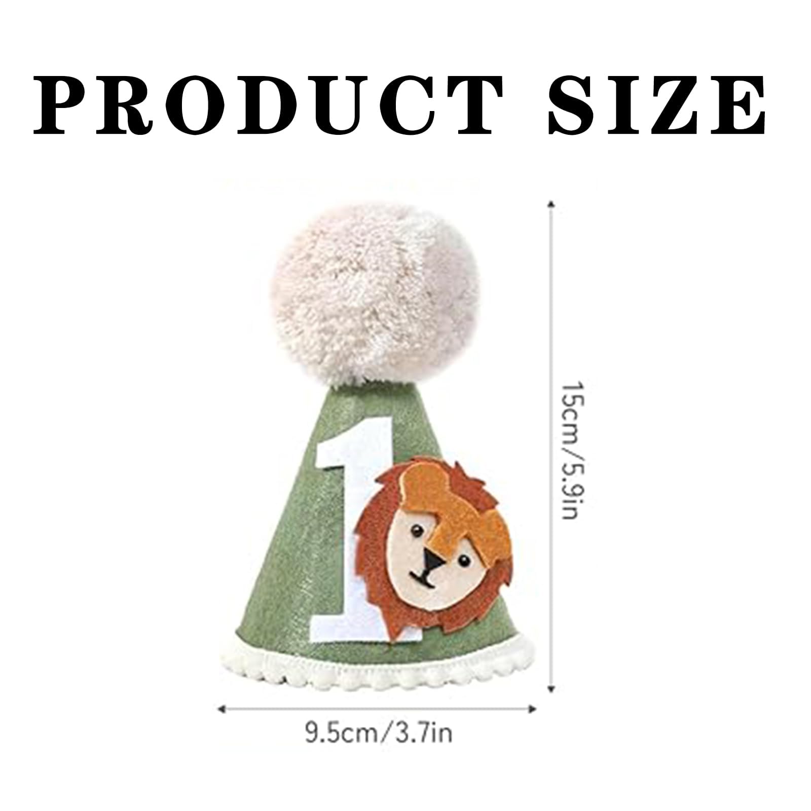 1st Birthday Decorations,1st Birthday Hat, Jungle Themed Soft Cone Party Hat, Adjustable Baby Party Hats, for 1 Year Old Birthdays Decorations And Photo Props — view 2