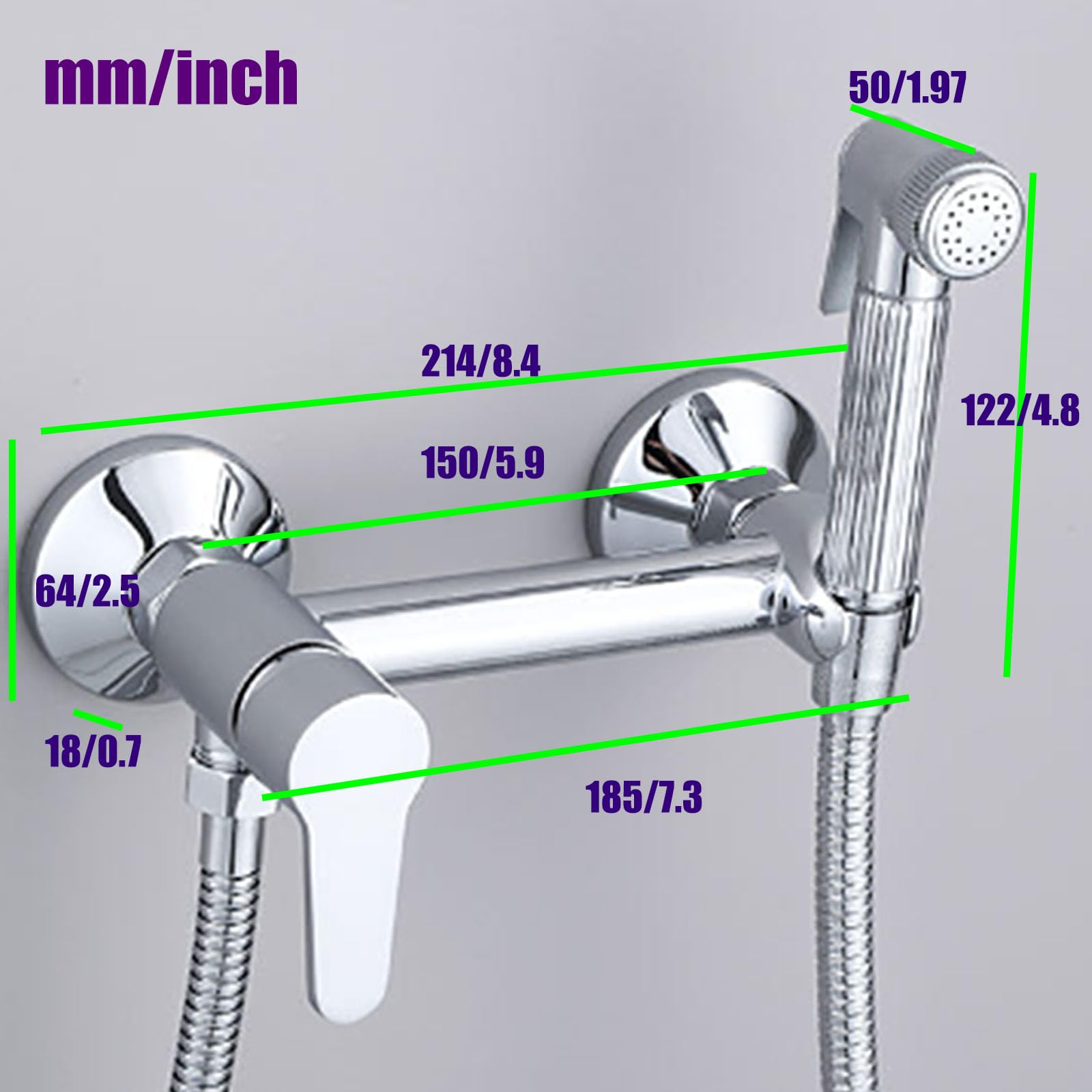 Uchwyt ścienny bidet słuchawka prysznicowa, pojedynczy uchwyt dla niemowląt, zestaw do rozpylania pieluch, podtynkowy ręczny opryskiwacz bidetowy, higiena osobista, srebrny, B
