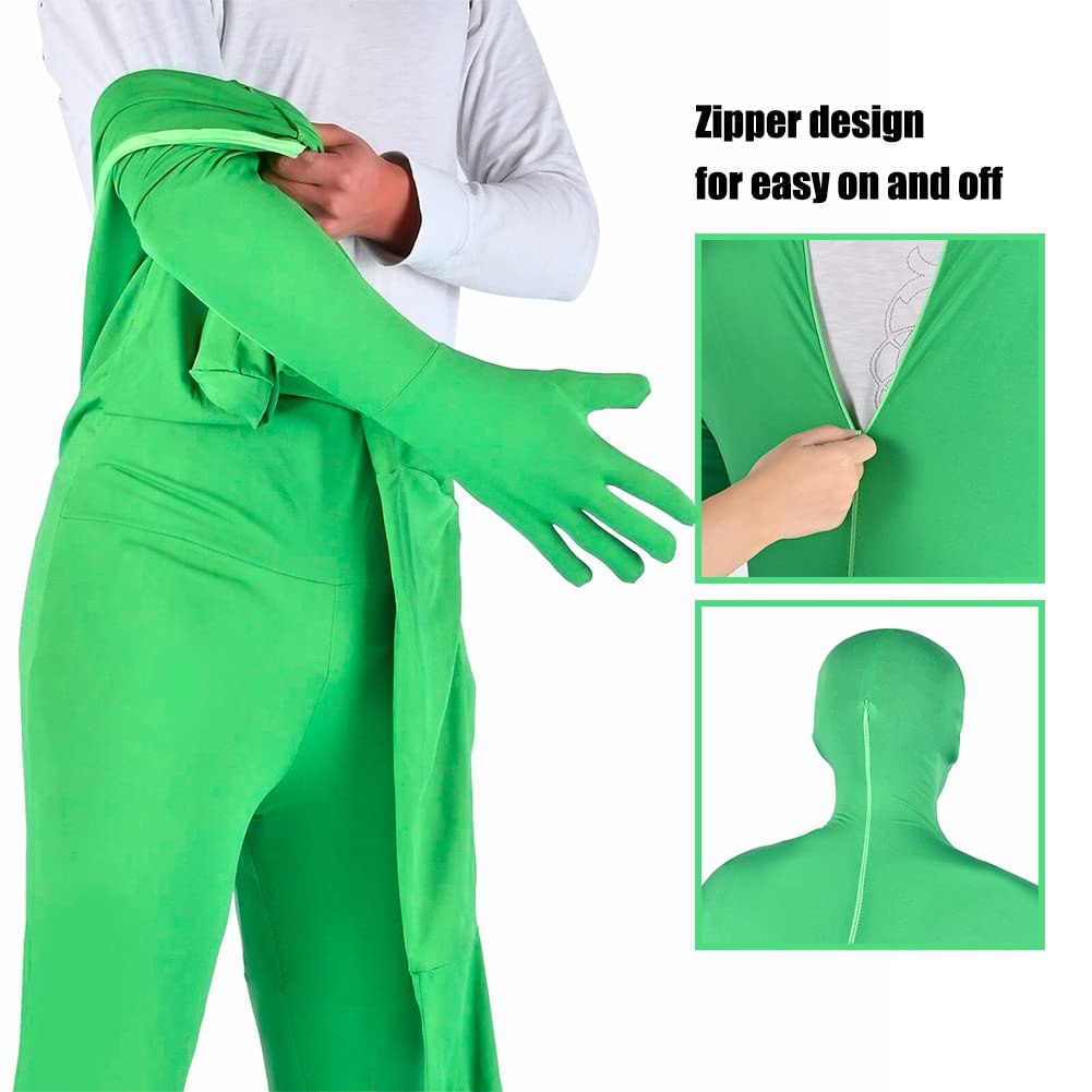 Green Screen Bodysuit, Ganzkörperanzug Mit Reißverschluss & Getrennten Fingern – Für Film, Live-Streaming (170cm)