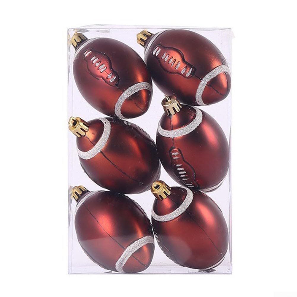 Carpango D 6Pcs Christmas Tree Ornaments Balls, Christmas Ball Football Basketball Baseball Ornament Christmas Tree Pendant, Lightweight, 6Cm(D)