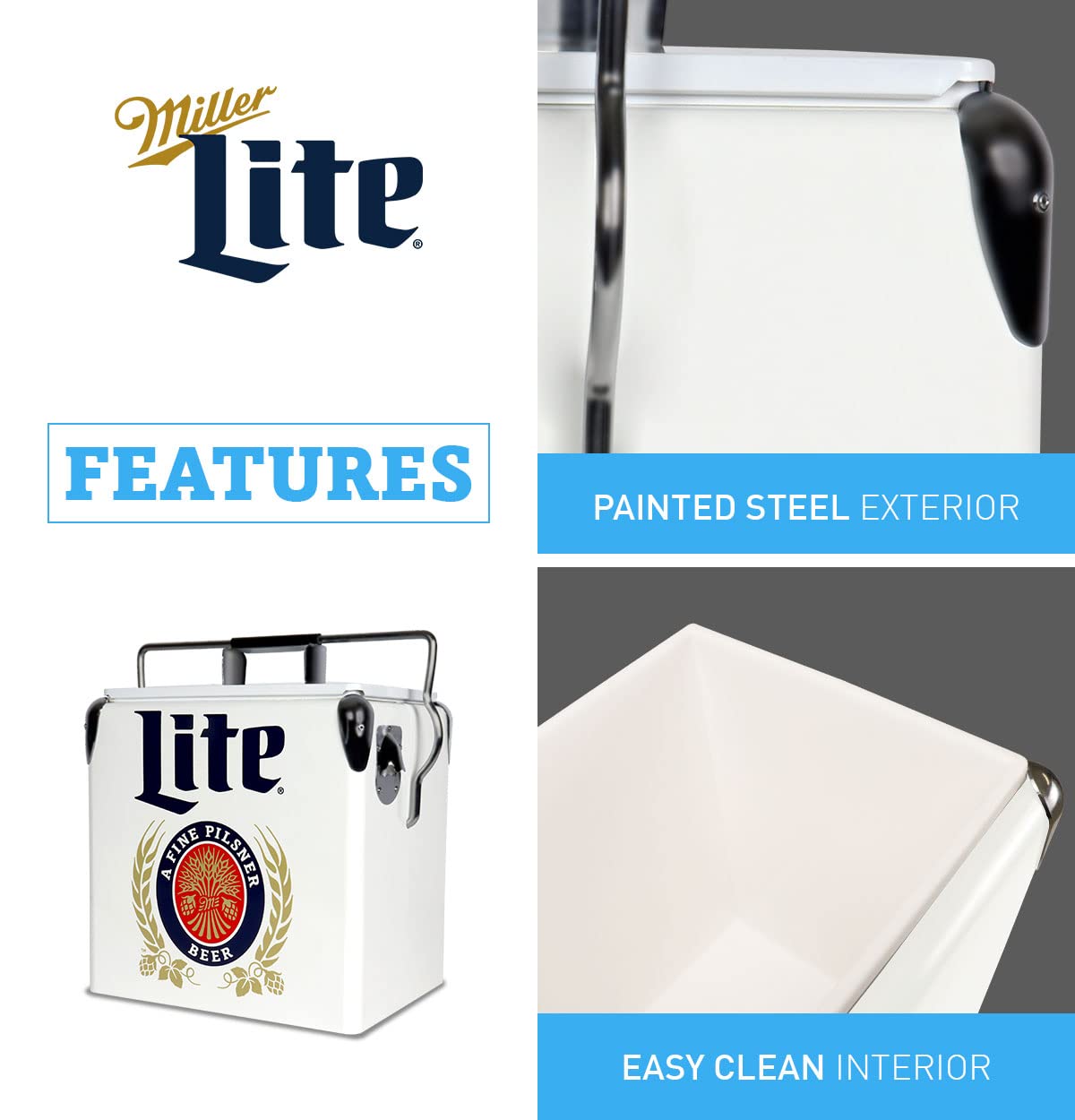 Amazon.com: Miller Light Retro Ice Chest Cooler - Portable Ice
