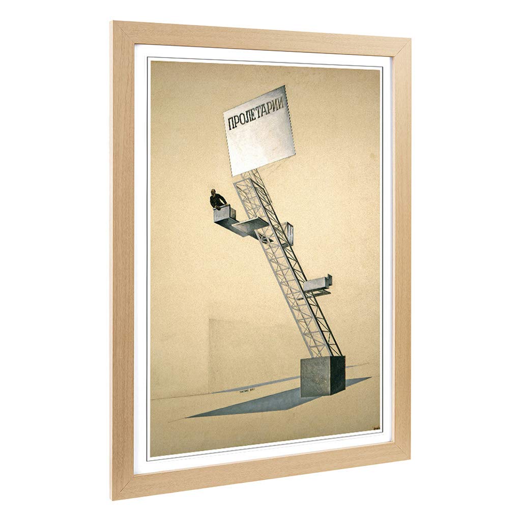 Big Box Art Framed Print of El Lissitzky Lenin Tribune Sketch Design | Wall Art Picture | Home Decor for Kitchen, Living Room, Bedroom, Hallway, Oak, A2 / 24.5x18 Inch / 62x45cm