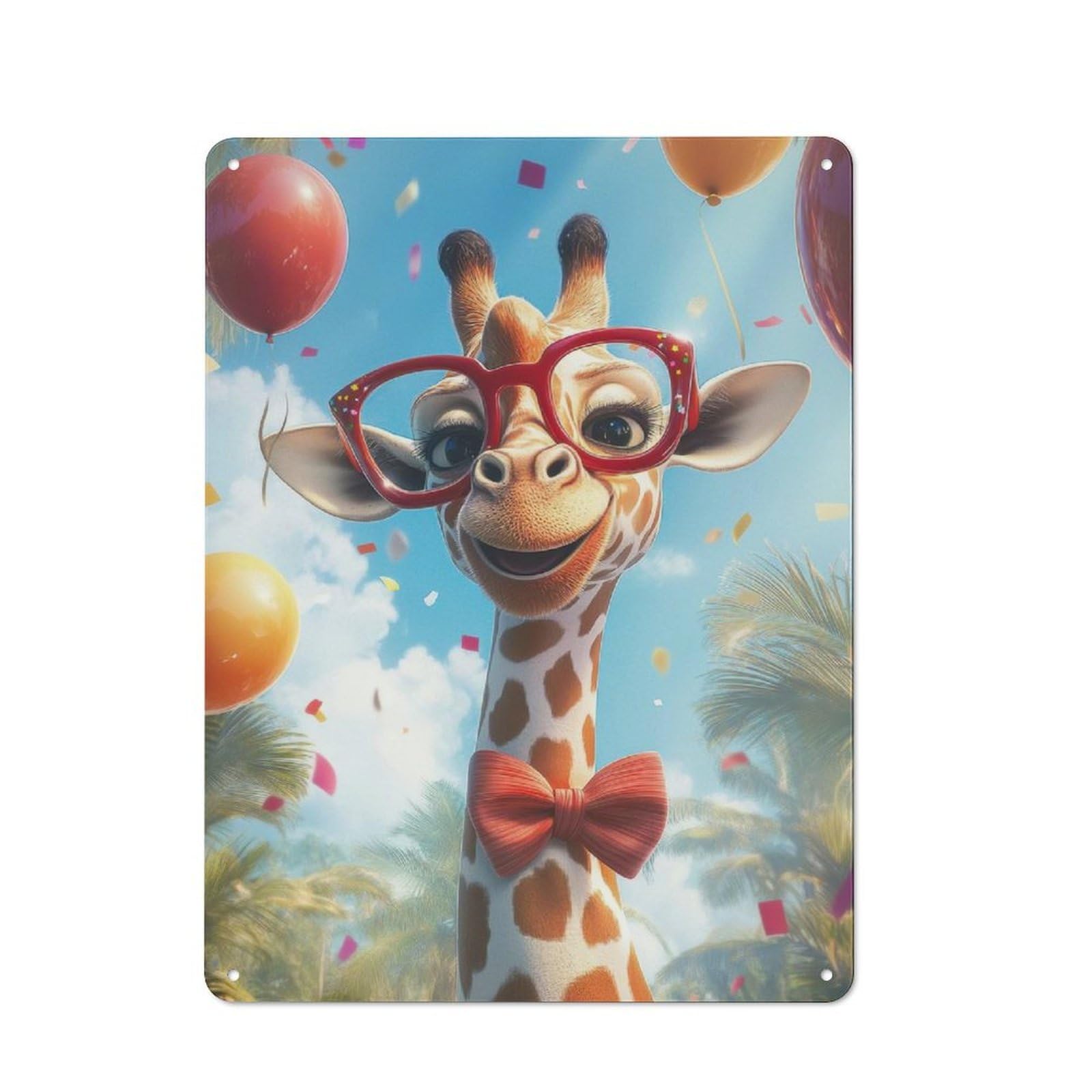 Vintage Giraffe in Glasses Vintage Tin Sign 40x30cm, Cafe Wall Decor for Bakery, Diner, Cafe Or Family Room