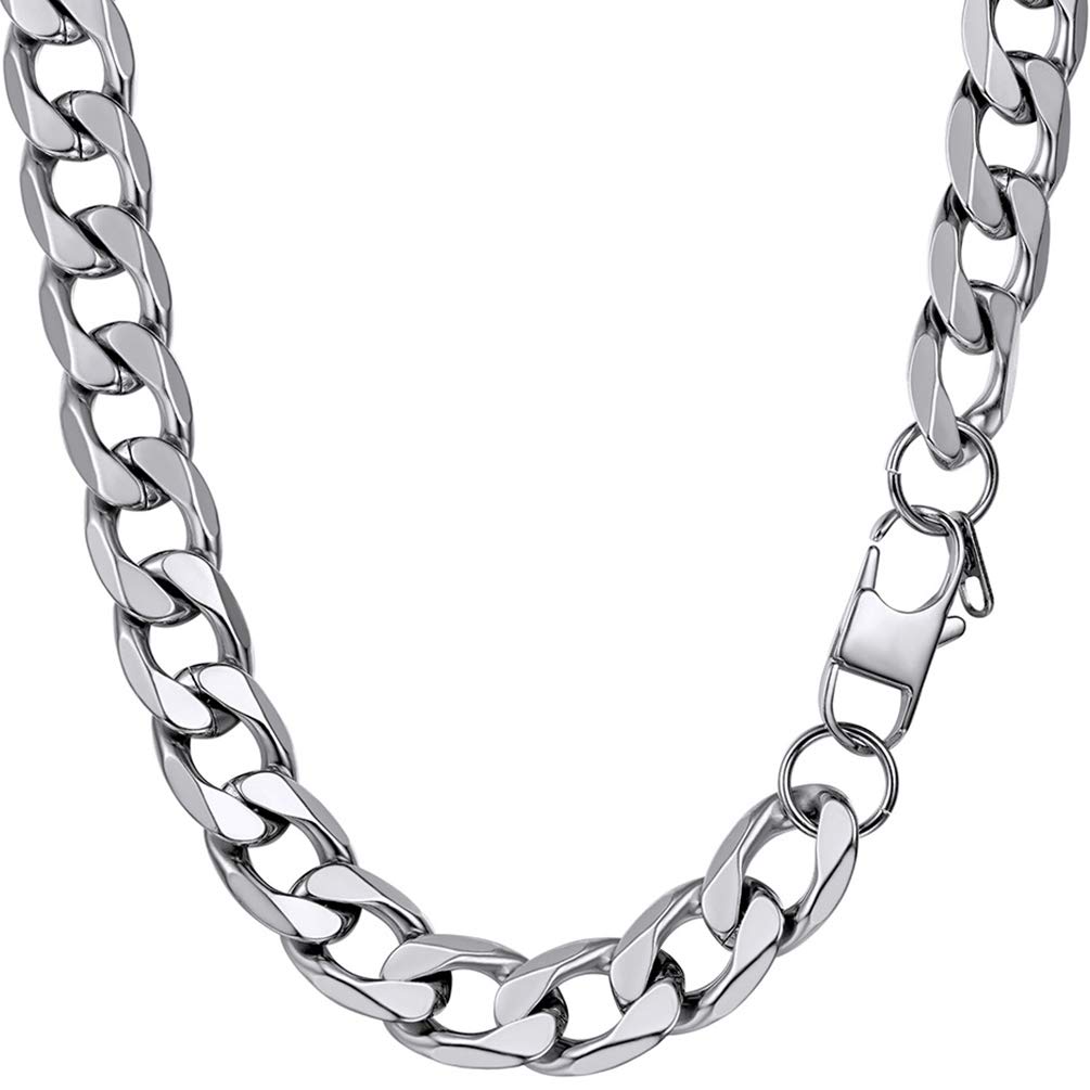 PROSTEEL 316L Stainless Steel Cuban Link Chain Necklaces for Men, Black/18K Gold Plated, Hypoallergenic Jewelry, 4mm-13mm, 14"-30", Come with Box