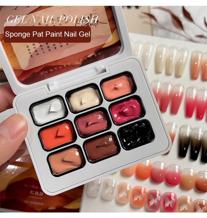 Paleta de Gel para Uñas Sponge Pat Paint 9 Colores Otoño miniatura 2