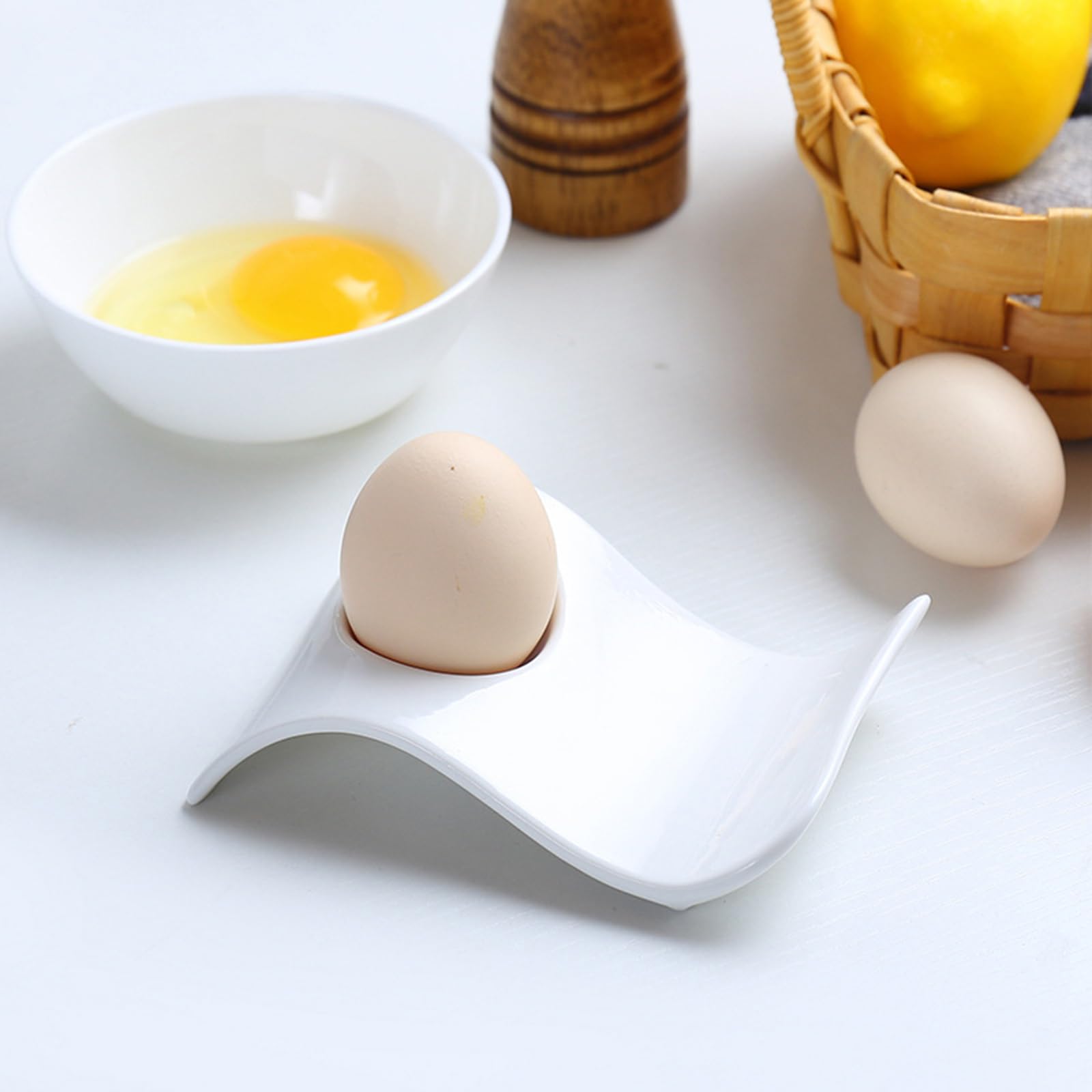 Soulnioi Egg Tray Set in 2,Ceramic Egg Cup,Creative Egg Dish,Breakfast Egg Cup,Egg Rack for Boiled Eggs Decorative Egg Stand Tray B - Image 3