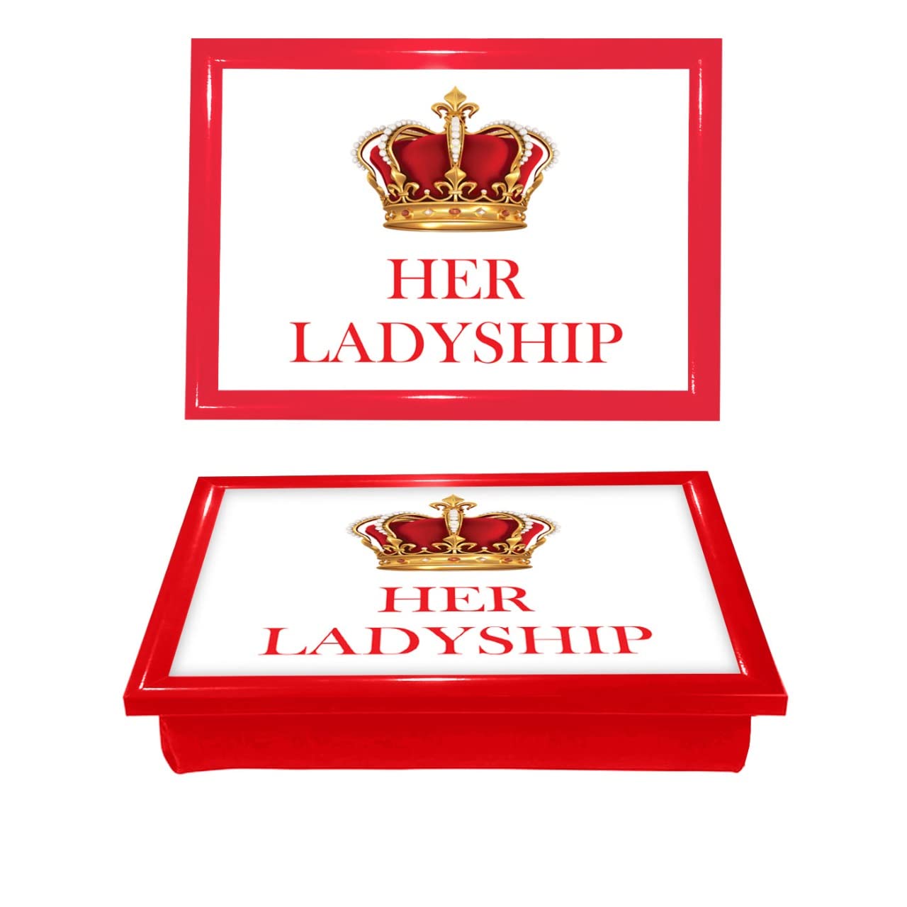 Soft Cushion Padded Lap Tray with wipe-clean surface Breakfast Dinner TV Laptop Writing Laptray (HER LADYSHIP RED)