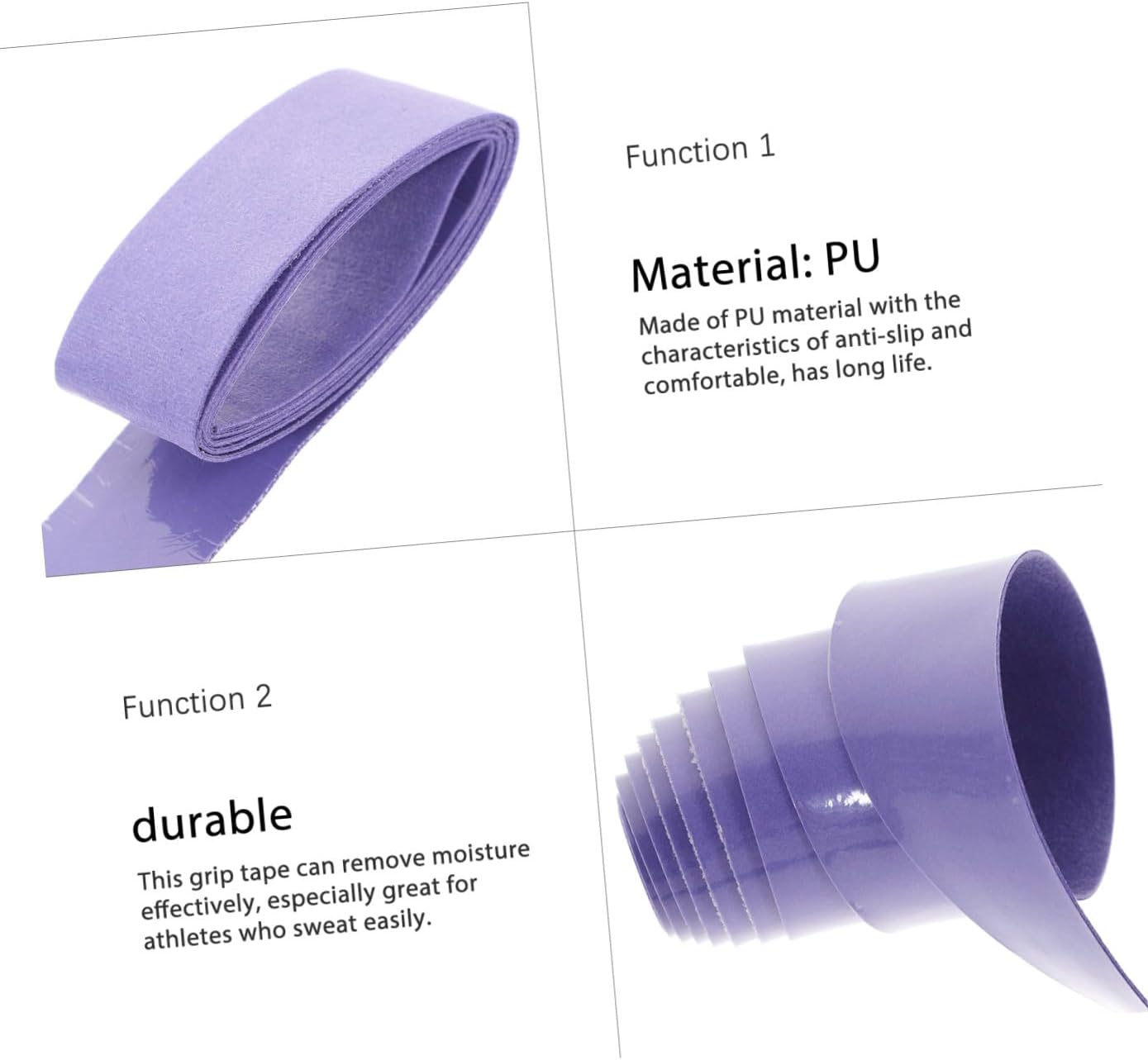 KICHOUSE Racket Grip Tapes Sweat Absorbent Wear Resistant Overgrips for Badminton Tennis Lightweight PU Material