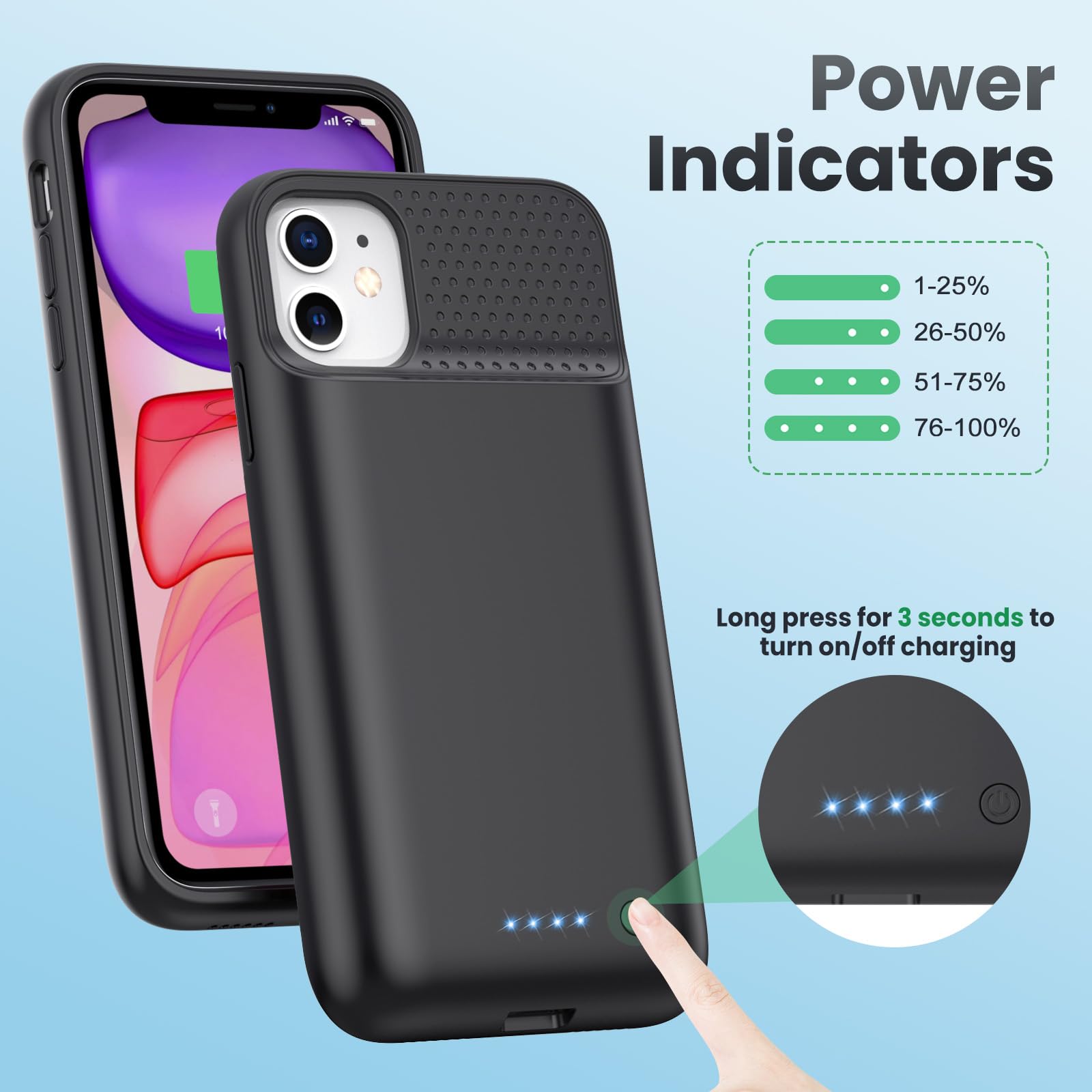 Battery Case Per IPhone 15 Pro 7500mAh - Custodia Caricabatteria, Power Bank Integrato - Foto 5