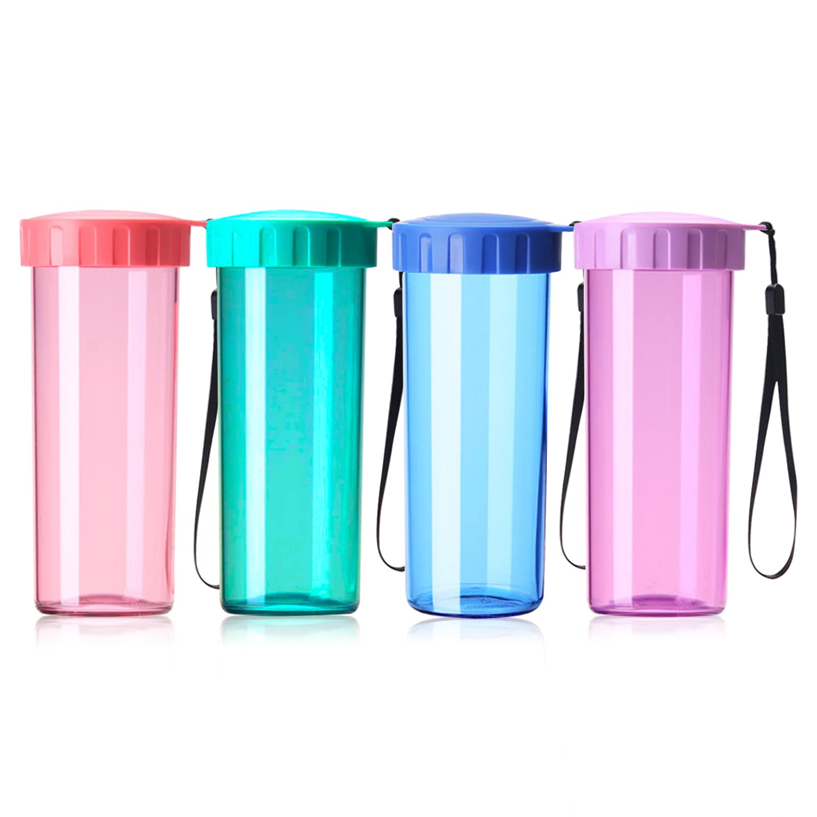 YOHKOHPlastic Tumbler Cups with Lids (4 pack) 16oz Colored Plastic Cups with Lids, Reusable Plastic Travel Sport Cups for Kids & Adults (Multicolor)