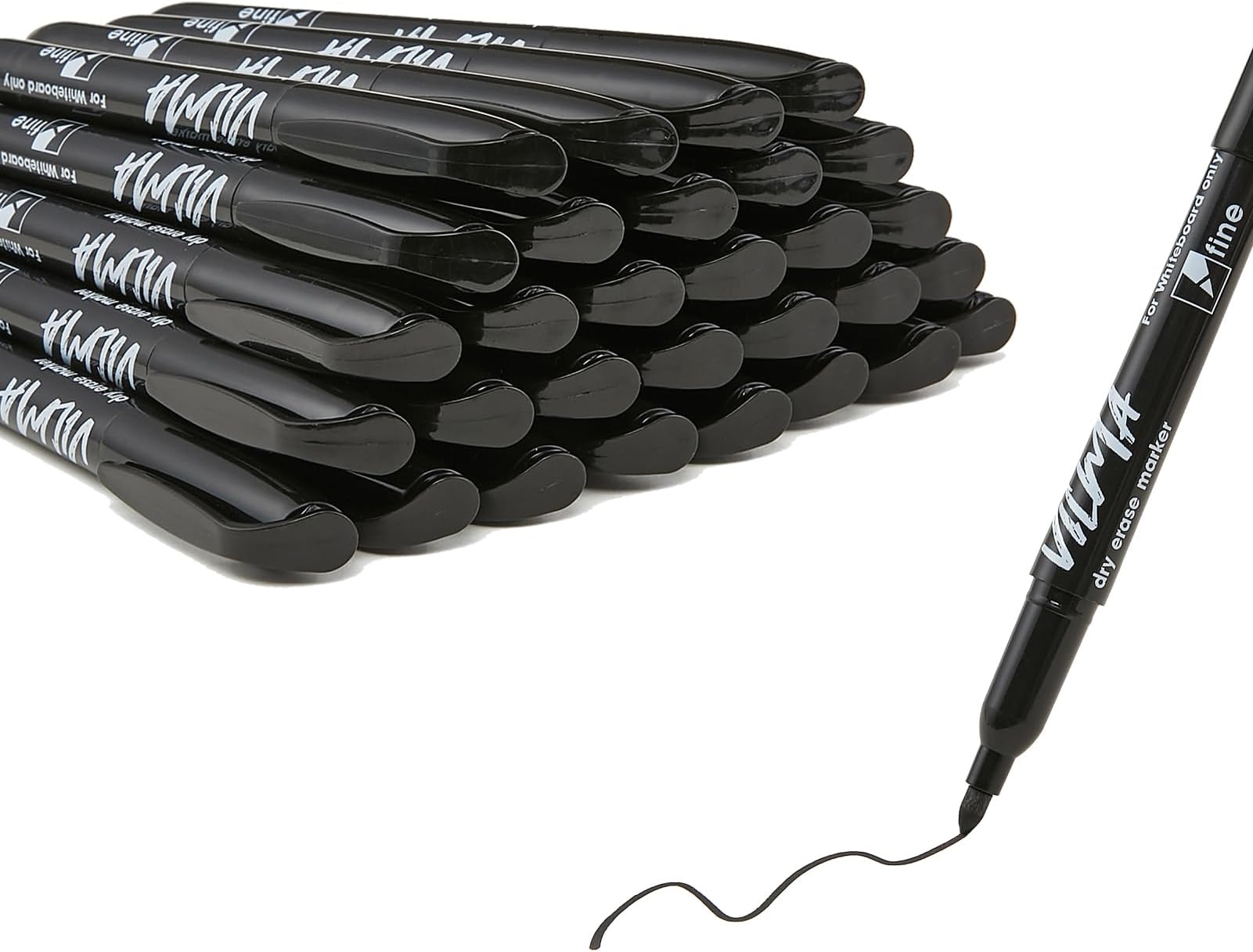 Amazon.com : VILMA Black Dry Erase Markers Bulk Pens Low Odor Fine Tipe ...